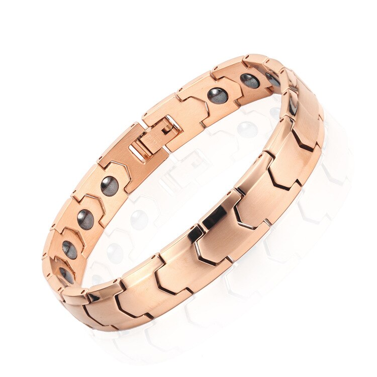 MADALENA SARARA Prämie Titan Stahl Energie Armbinde Frauen Germanium Magneten Negativ Ionen Intarsien Gesunde: Schwarze Gewehr überzogen