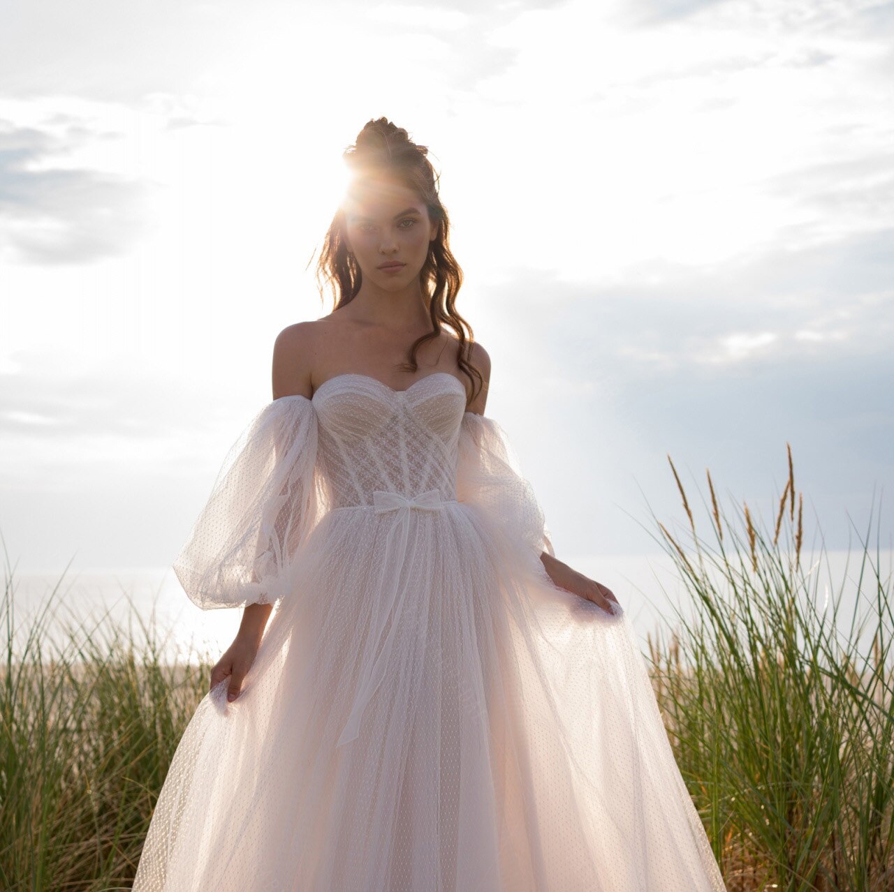 Punkt Tüll Puff Ärmeln einstellen Abnehmbare Boho Cahrming Hochzeit Zubehör Ärmel Finger handschuhe DG082