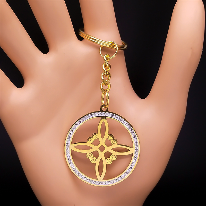 Afawa wicca hekseknude halskæde til kvinder/mænd rustfrit stål krystal hekseri amulet halskæde smykker halsbånd nudo de la bruja: Rose guld farve