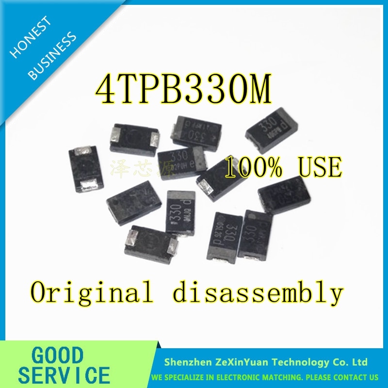 20 teile/los SMD 6,3 V 330UF Tantal kondensator niedrigen ESR 330UF 4TPB330M 7343 können ersetzen OE128 OE907 0,8