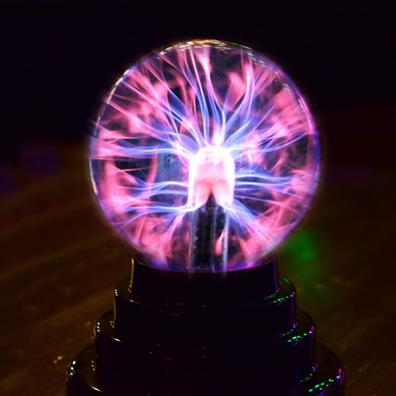 Boule de Plasma en verre Base noire sphère de foudre lumière de lampe de fête pour la décoration de fête USB