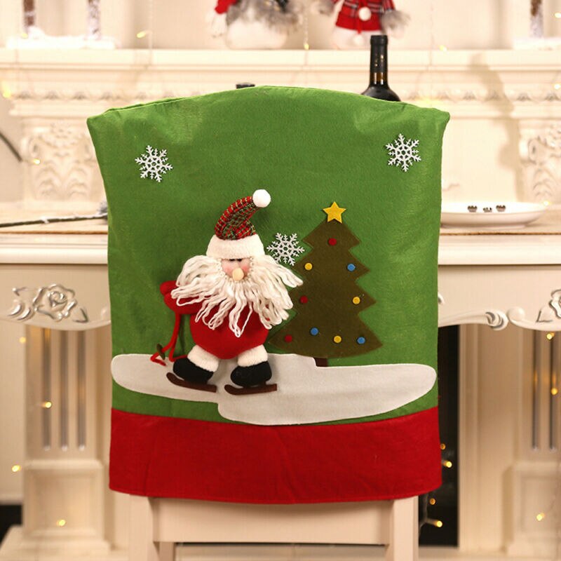 60x50cm Kerst Kerstman Sneeuwpop Herten Stoel Cover Diner Tafel Decoraties voor Huis Stoel Achterkant Decoracion Jaar