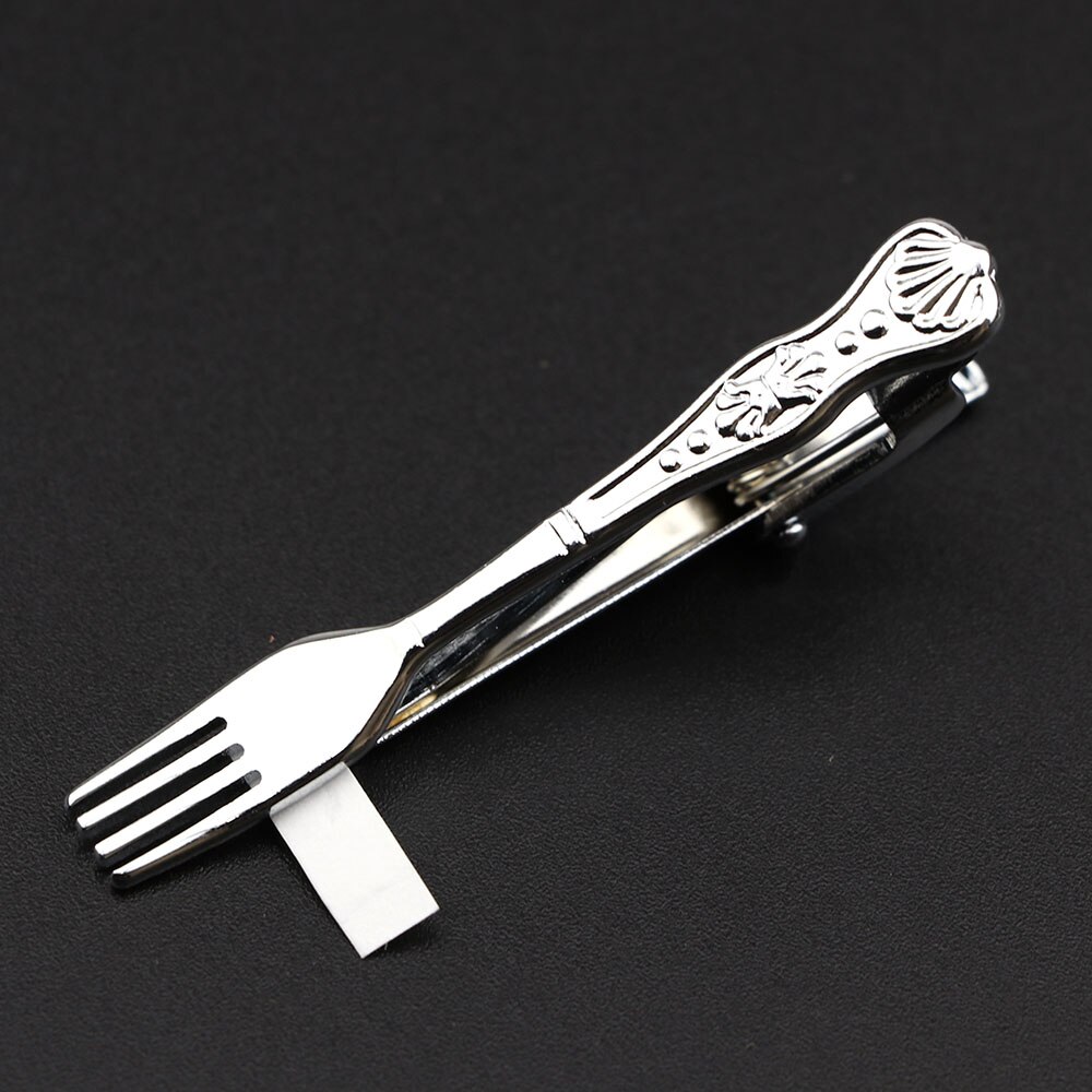 männer Klassische Krawatte Clip Gläser Fisch Flugzeug Gabel Löffel bilden Metall Chrom Edelstahl Stift Schließe Für Geschäft Corbata: 15