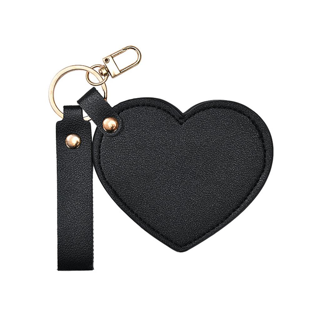 Sleutelhanger met spiegel Rugzakhanger Hangende make-upspiegel Mini Pocket Heart Bag Accessoires Sleutelhanger Sleutelhouder Mart Ett Llaveros: Black