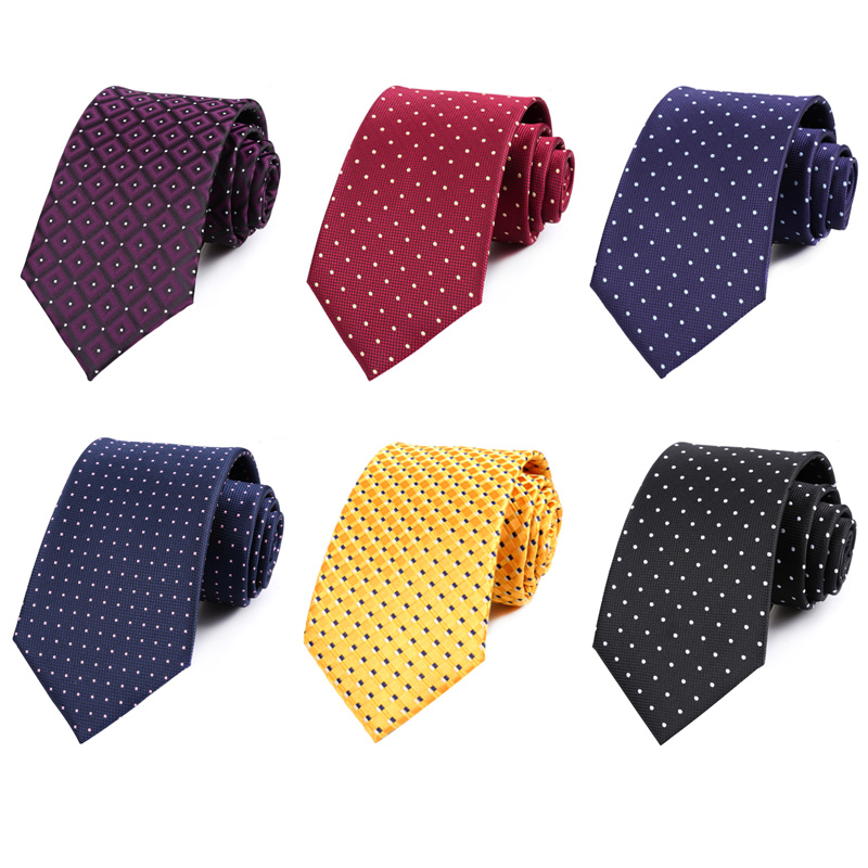 Corbata para hombre de 8CM, corbatas a cuadros a rayas lisas de color negro marino para hombre, corbata tejida de Jacquard para novio, corbata para de boda de negocios