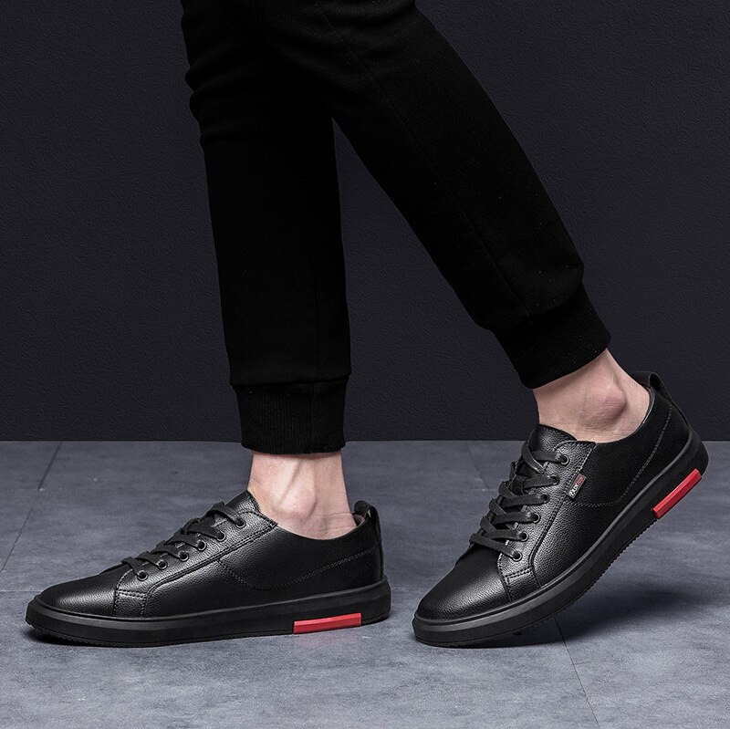 Herre sko udendørs mænd walking sneakers sorte mænd fritidssko mænd læder sko til mænd lejligheder