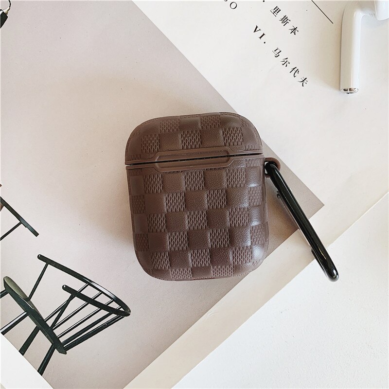 Vävt mjukt tpu silikonskydd för apple air pods 1 2 fodral för air pods 2 bärbara nyckelringar trådlösa bluetooth hörlursboxfodral: Brun