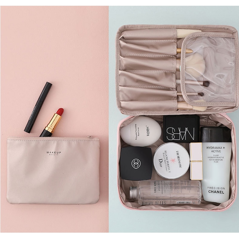 Kvinder kosmetiktaske kosmetolog nødvendig toiletartikler makeuptasker mærke arrangør rejser kvindelig opbevaring makeup etuier