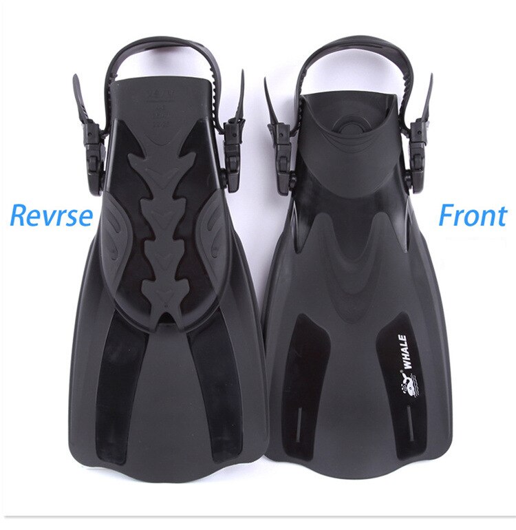 DIVING Swim Fins Adult Short Scuba Snorkeling Shoes Swimming Fins Diving Fins with Heel: Black / XL