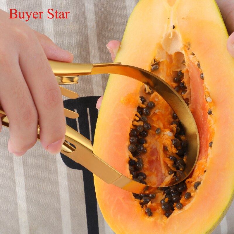 Neue Stilvolle edelstahl Mango Splitter Cutter Obst samen entferner Gerät Pfirsich Schneidemaschine Küche Gerät Metall servieren werkzeuge
