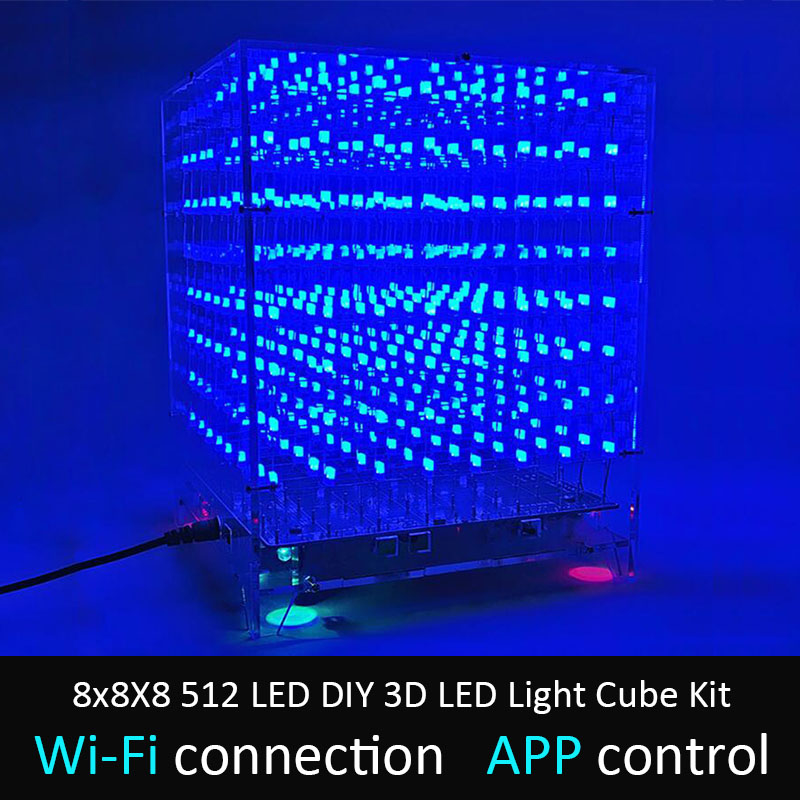 LEORY DIY 3D LED Light Cube Kit Wi-Fi Connected APP Control 8x8X8 512 LED Display Equipment MP3 DAC Circuit Music Spectrum