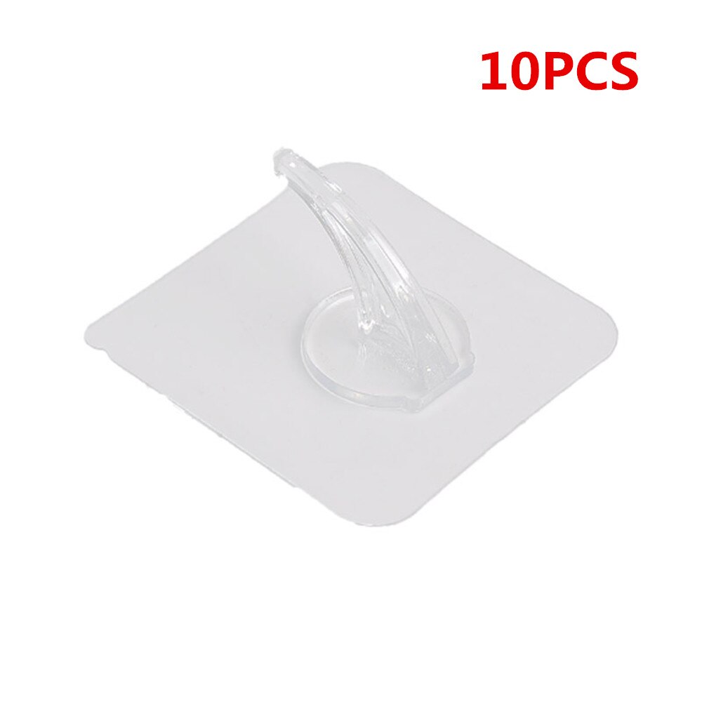Strong Adhesive Wall Hook Kitchen Bathroom Seamless Invisible Mini Waterproof Transparent Storage Hook: 10PCS