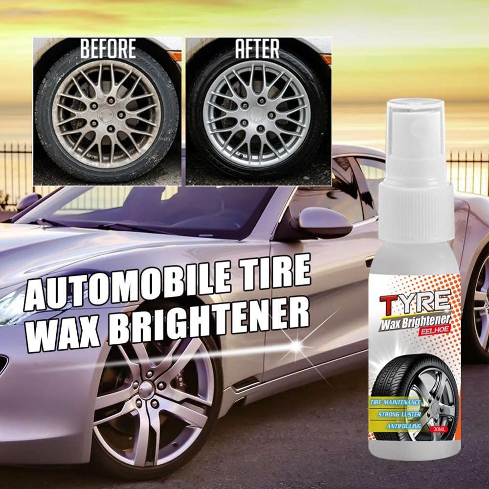 Spray brillante para neumáticos de 30ML, Spray para mantener los neumáticos negros de goma, recubrimiento de agente automático, conjunto de neumáticos, agente protector U0P1