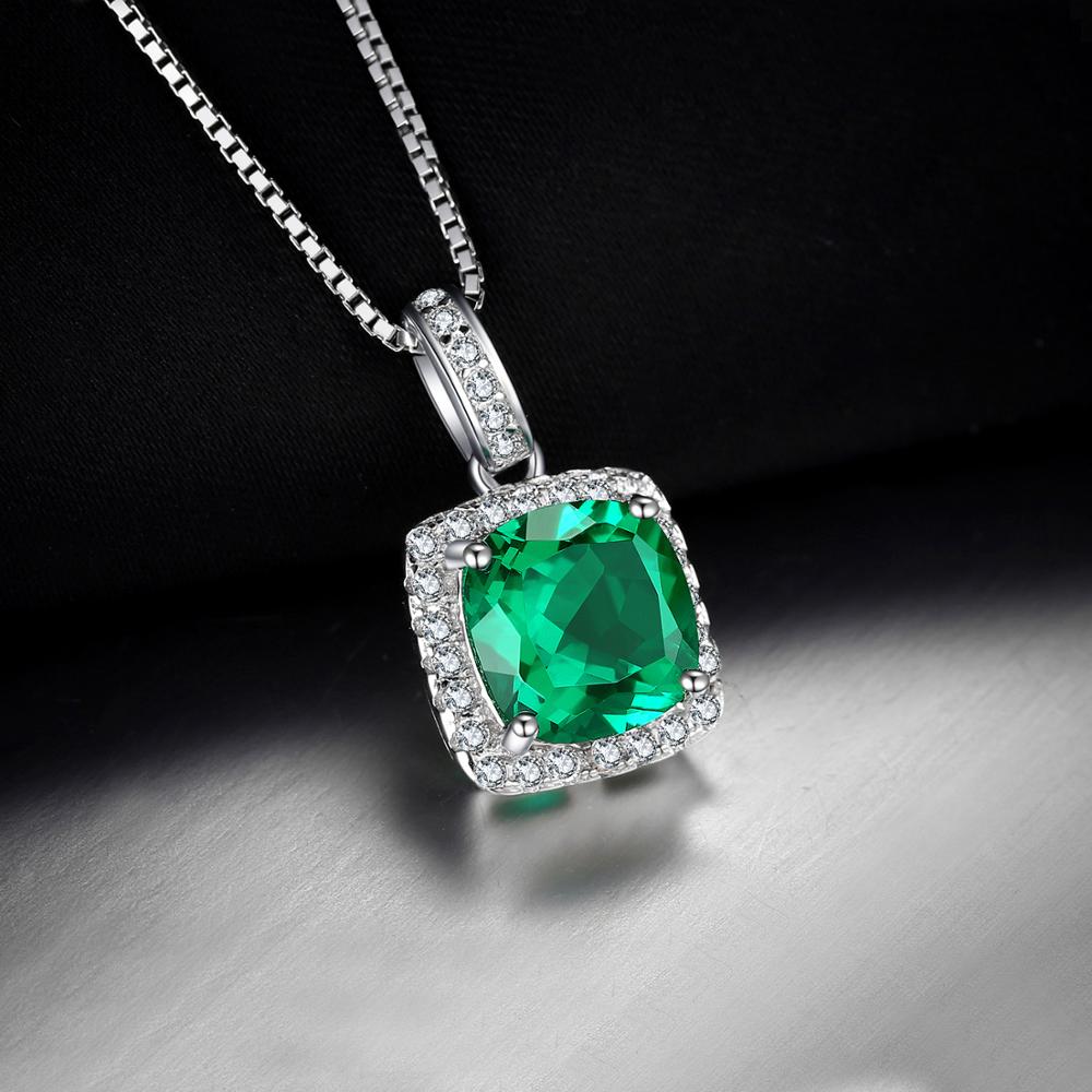 Jpalace 3ct Gesimuleerde Nano Emerald Hanger Ketting 925 Sterling Zilveren Edelstenen Choker Statement Ketting Vrouwen Zonder Ke