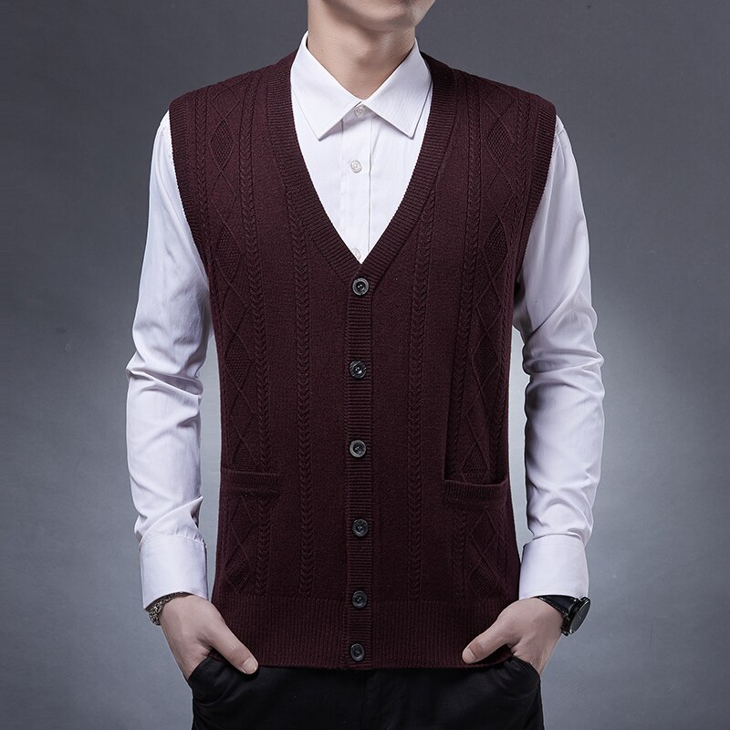 Mannen Gebreide kasjmier Vest Herfst winter Mannen wollen vest Gebreide Trui mouwloze Mannen mode Wollen truien vesten