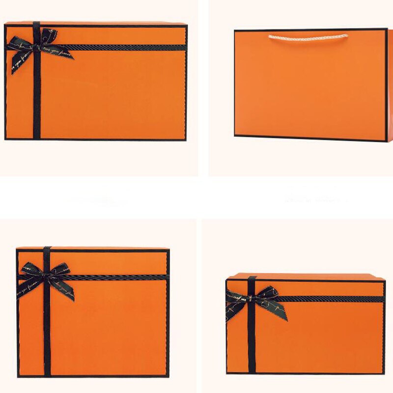 Sløyfe boks oransje svart bronzing sløyfe fest valentinsdag leppestift parfyme bestselgende stor pappeske