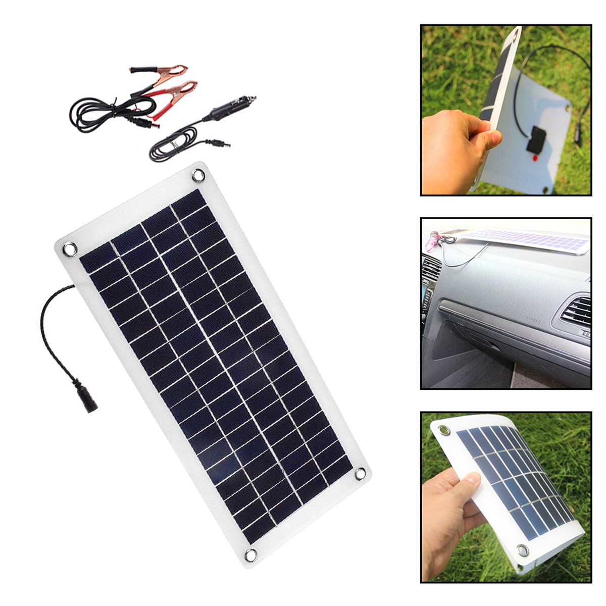 20W Zonnepaneel Kit Outdoor Batterij Voeding Flexibele Zonnepaneel Battery Charger Waterdicht Voor Laptops Straat Lamp Auto