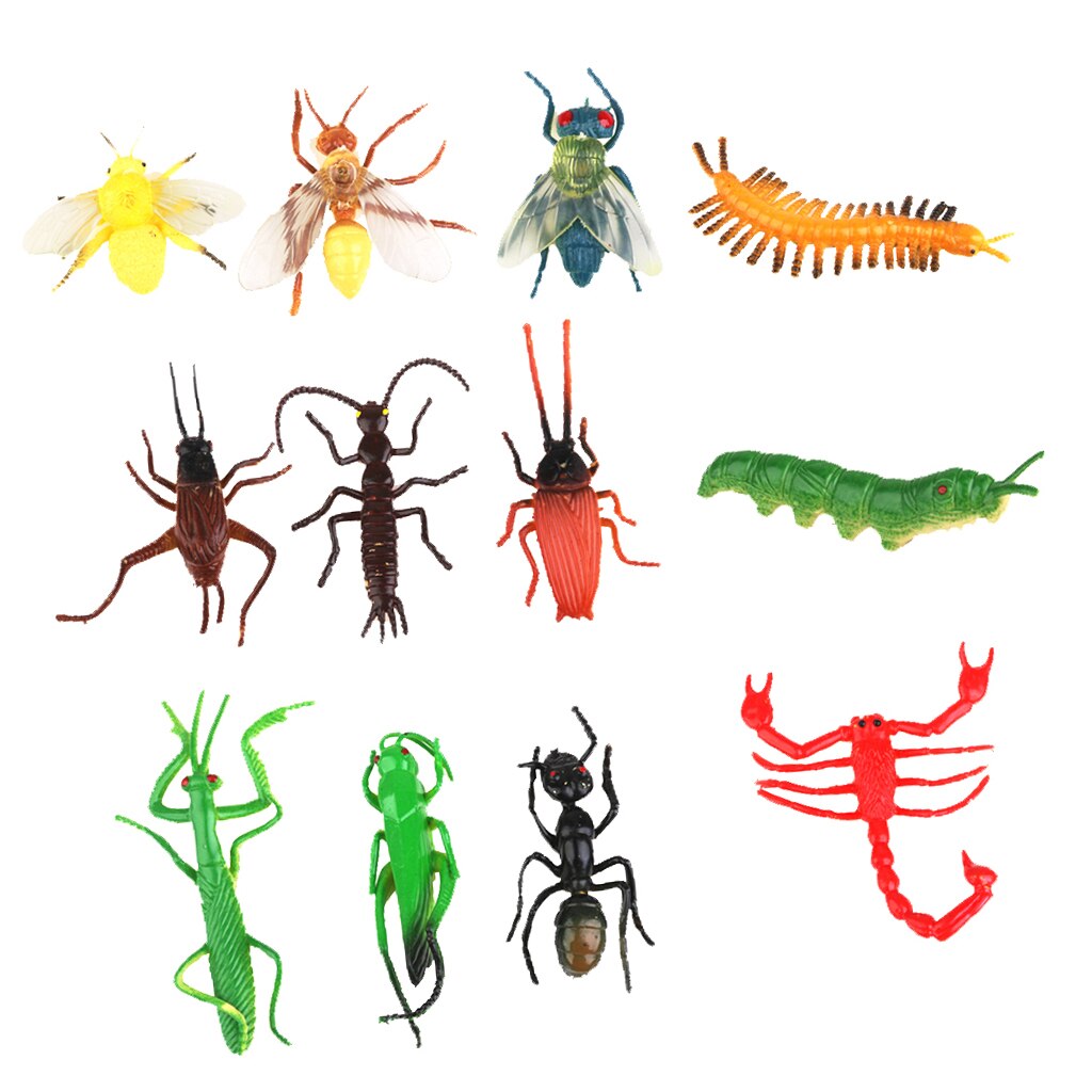 12 plastic halloween insectenmodellen, duizendpoot, schorpioen, vlieg, mier, truc, insecten