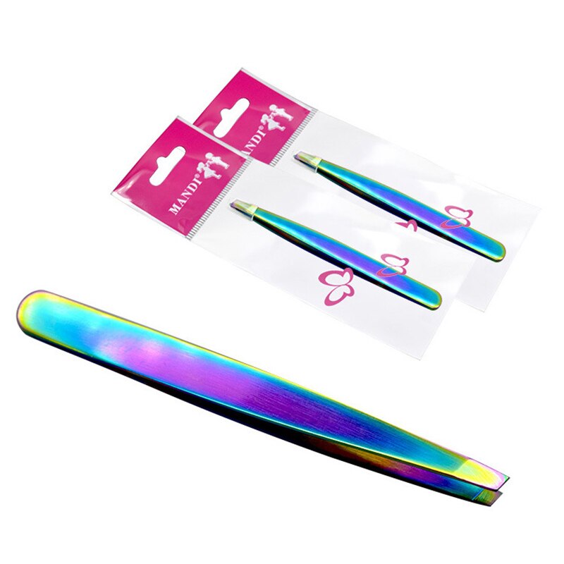 Rainbow Eyebrow Tweezer Stainless Steel Slant Tip Hair Remover Eyebrow Clip Beauty Makeup Tool 789