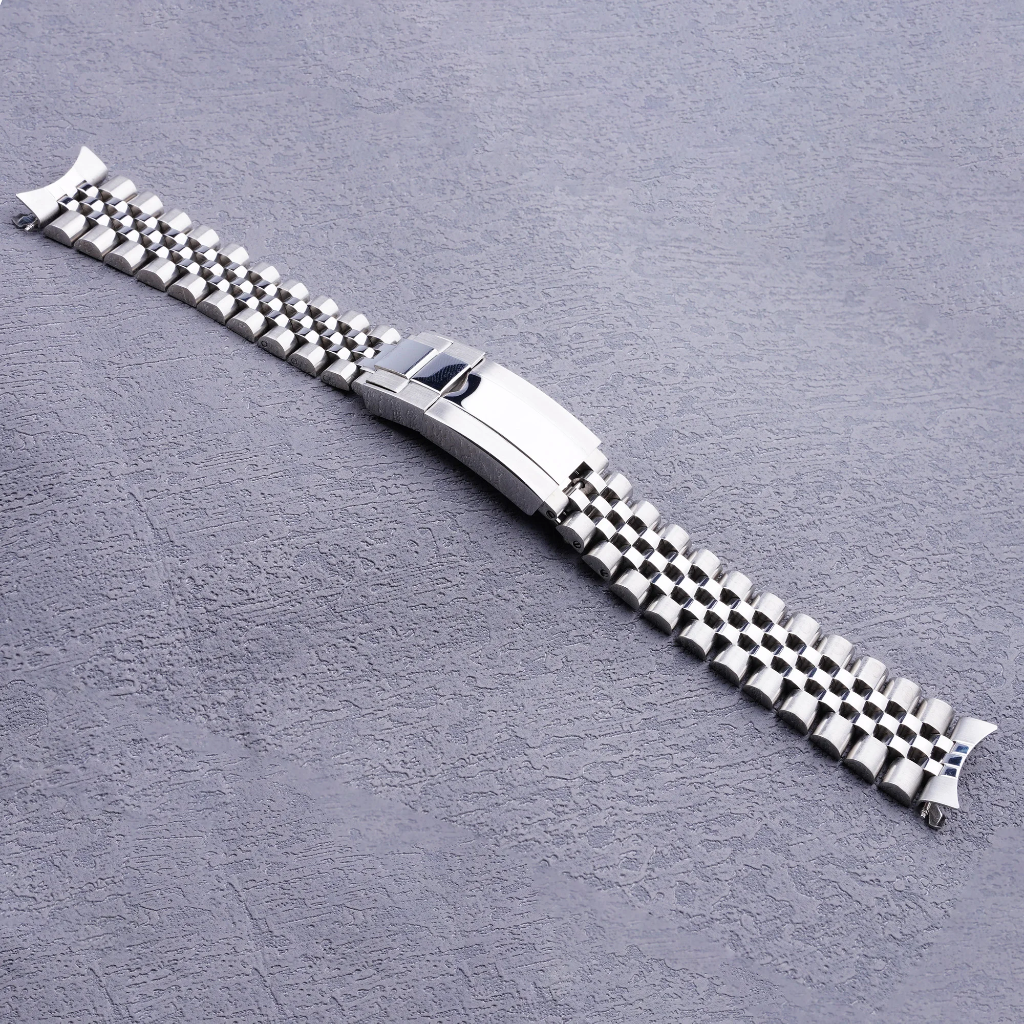 19 mm zilveren holle gebogen uiteinde massieve schroefschakels horlogeband jubileumband voor Seiko 5 SNXS73K1 SNXS75 SNXS77 SNXS79K1 SNX79J1