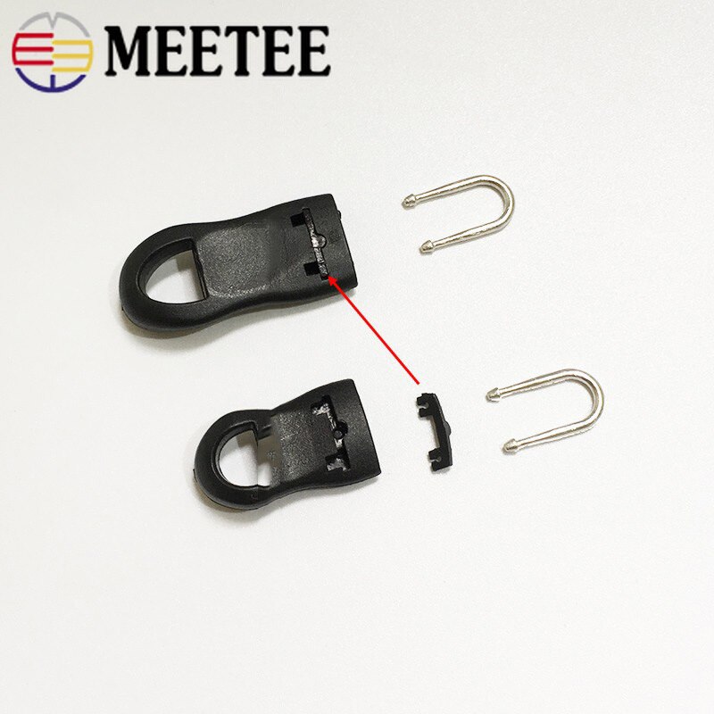 Meetee 50Pc Plastic Removable Zipper Puller for 5# 8# Jacket Coat Zipper Pull Head DIY Garment Detachable Zip Silder Repair Kits