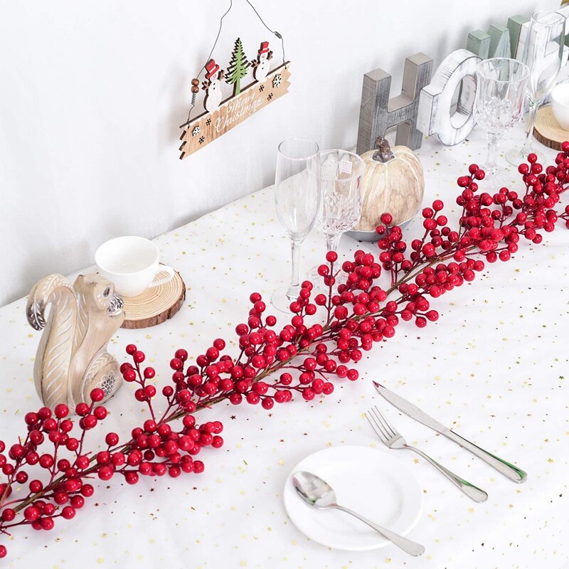 Guirlande de noël de baie rouge de 6.39FT, guirlande artificielle Flexible de baie pour la décoration de cheminée pour le décor de noël d'hiver