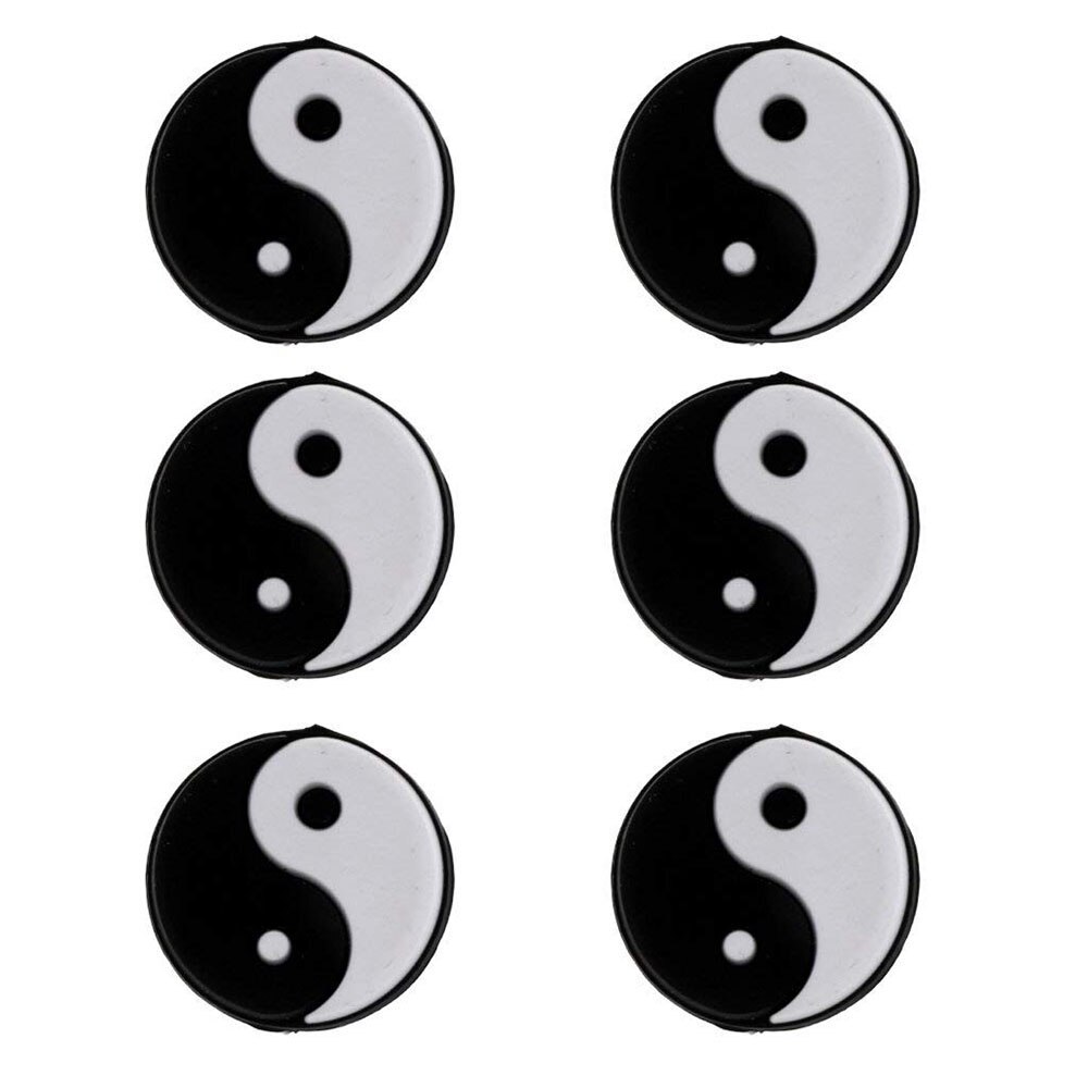 6 Stuks Siliconen Yin Yang Tennisracket Vibratie Demper Schokdemper: WHITE