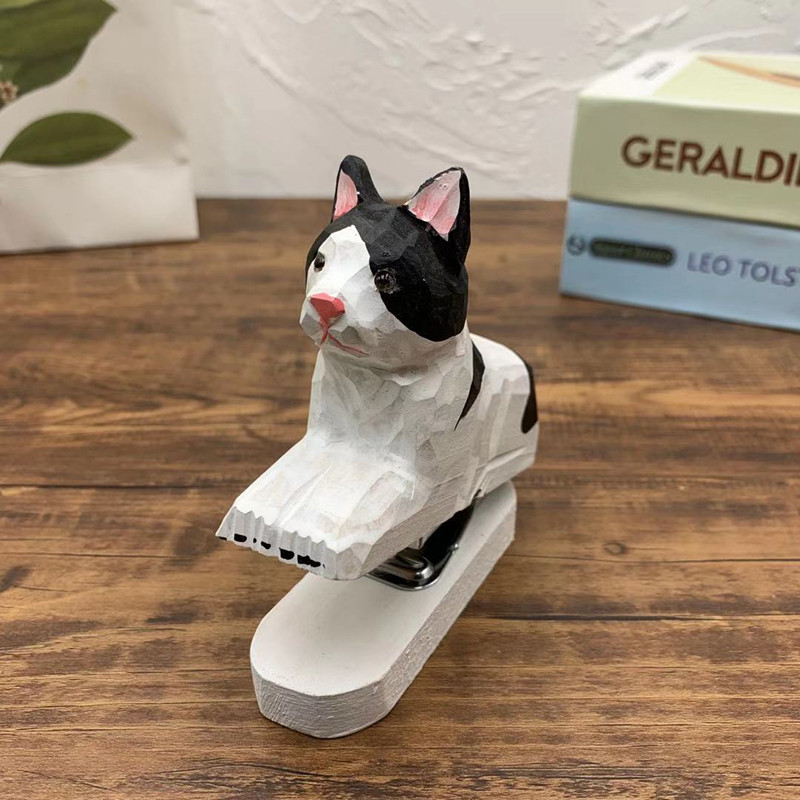Grapadora creativa hecha a mano con de flamenco, Mini grapadora de madera con 3D de animales, se envía grapas, decoración de escritorio de aprendizaje para oficina