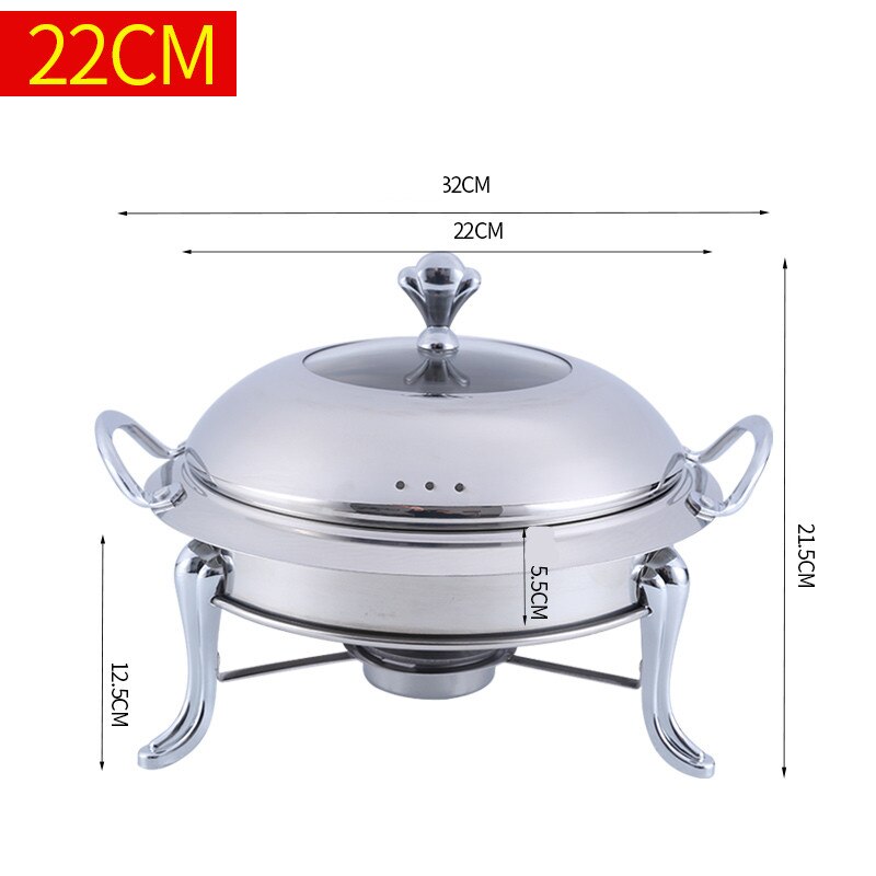 Thickened stainless steel alcohol pot dry pot small hotpot restaurant Pot son hotel commercial household shabu fry pot pot: Silver 22cm
