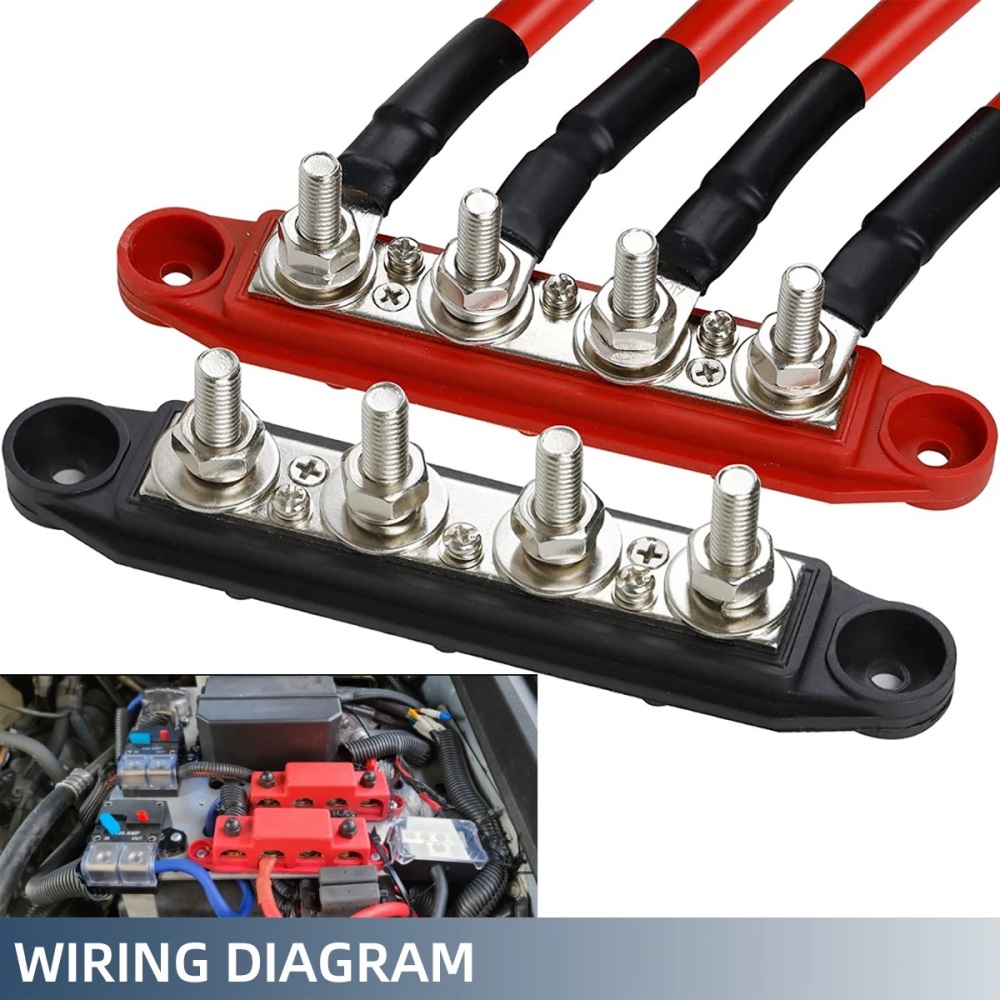 12v 24v 48v 250a positivo negativo m8 m10 barra de ônibus terminal bloco de distribuição de energia da bateria com capa para barco rv caminhão campista