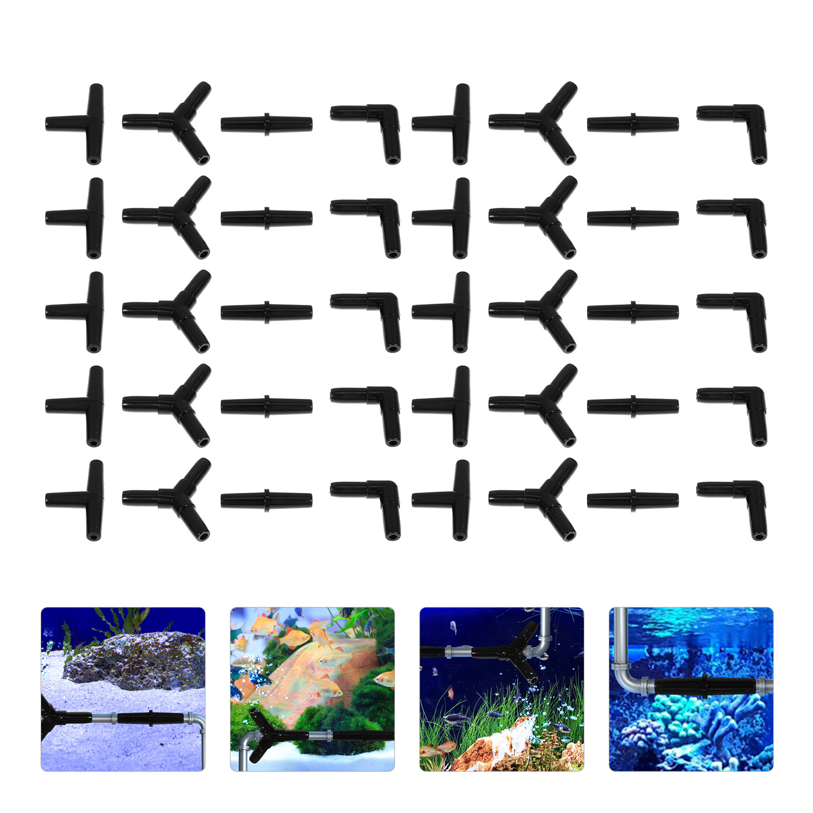4mm Aquarium Airline Tubing Connectors Plastic Inline Valve Hoses Joints Tee/Cross/Elbow/Y Shaped Air Pump Joint Accessories: black