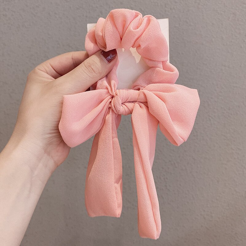 Cinta elástica para el pelo para mujer, lazo con nudo de Color sólido, adorno para el pelo, coletero, accesorios para el cabello: Rosa