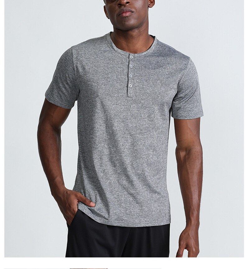 Alo – T-shirt de Yoga à manches courtes pour hommes, vêtement de sport, décontracté, à séchage rapide, respirant, à la en plein air, été, 79: Gray / M