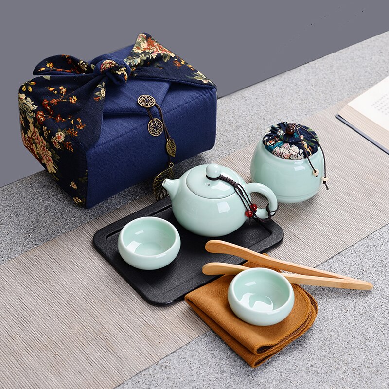 1set Japanese-style Ceramic Tea Set Portable Travel Teacups Travel Portable Porcelain Teaware Household Hone Office Drinkware: K