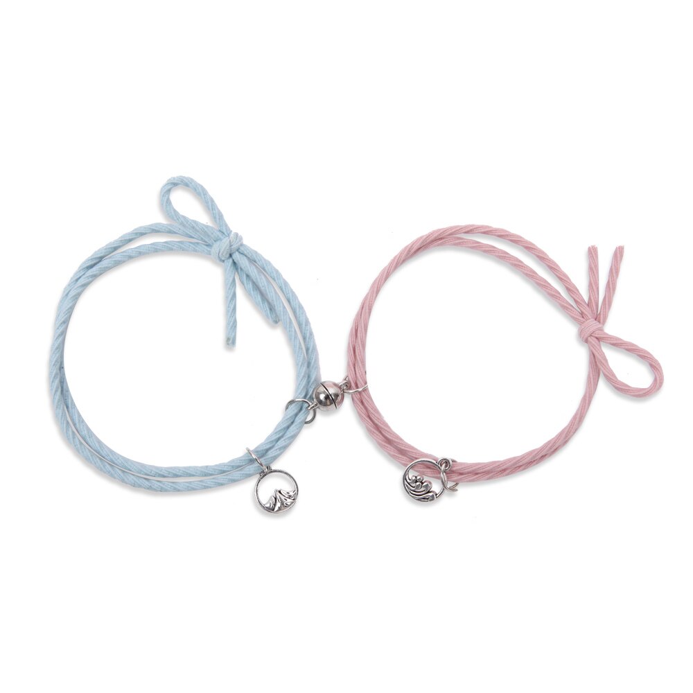 Magnetische Berg Ozean Anhänger Paar Armband Für Liebhaber Beste Freunde Trendy Charme Freundschaft Armbänder Schmuck: Blue Pink