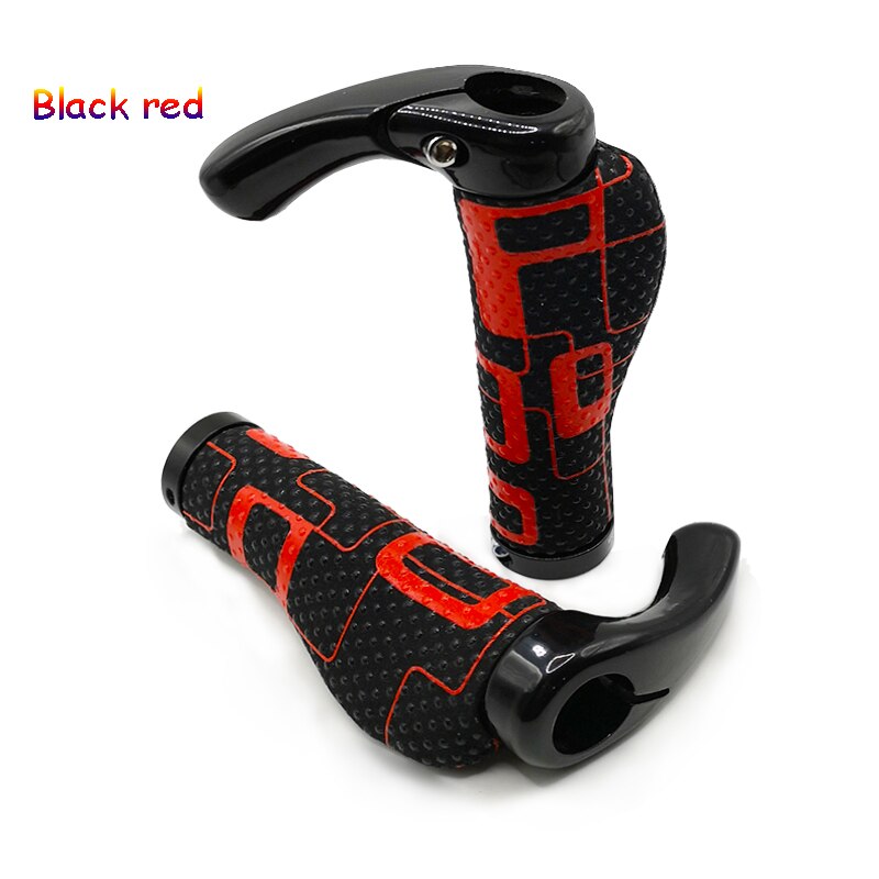Promend-Manillar de fibra de ante para bicicleta de montaña, cubierta de manillar, manillar de bicicleta, extremo de barra, bloqueo de aluminio antideslizante, 1 par: Rojo