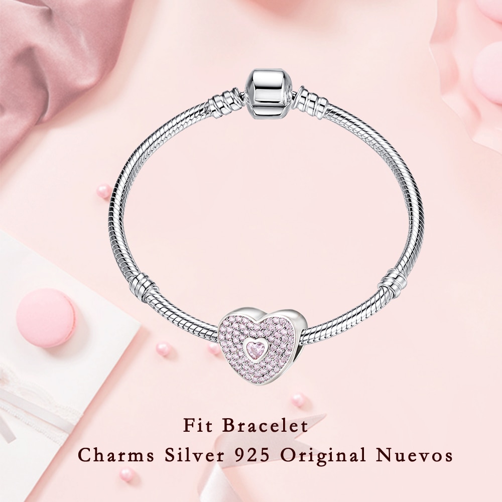 2020 zawieszka z cyrkonią w kształcie serca 925 szterling srebro dopasowanie 925 oryginalna bransoletka uroki DIY tworzenia biżuterii Nowy moda