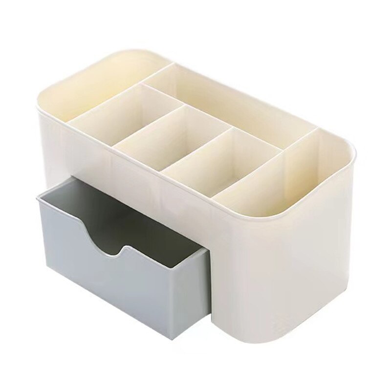 Plastik makeup badeværelse opbevaringsboks kosmetisk arrangør desktop make-up smykker opbevaring etui diverse bord container arrangør: 1 stk blå