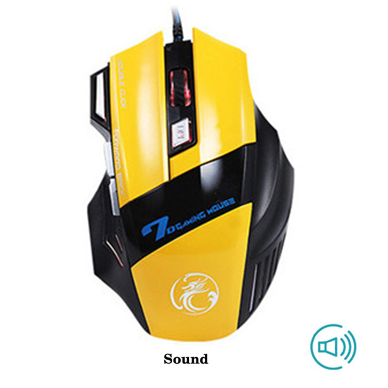 iMICE Wired Gaming Mouse X7 7 Button 3200 DPI LED Optical USB Computer Mouse Gamer Mice Game Mouse Silent Mause PC: Yellow