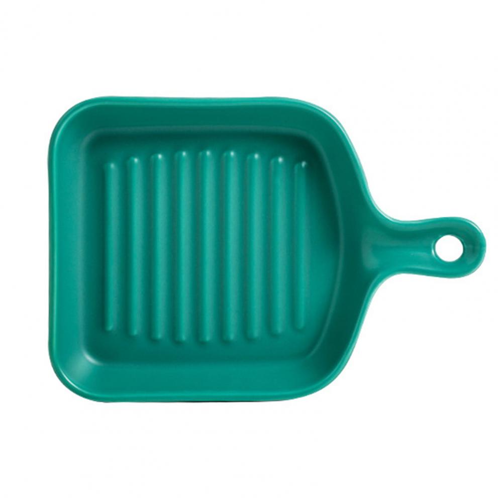 Food Plate Non-stick Heat-insulated Ceramic Kitchen Cooking Plate for Home: Cyan