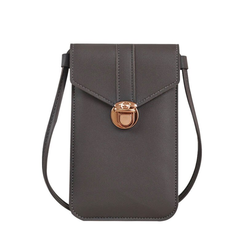 PU Crossbody praktisch tasche mädchen Brieftasche Tasche Touchscreen praktisch Geldbörse Tasche Smartphone Schulter Riemen Handtasche Wasserdicht: 01 tief grau