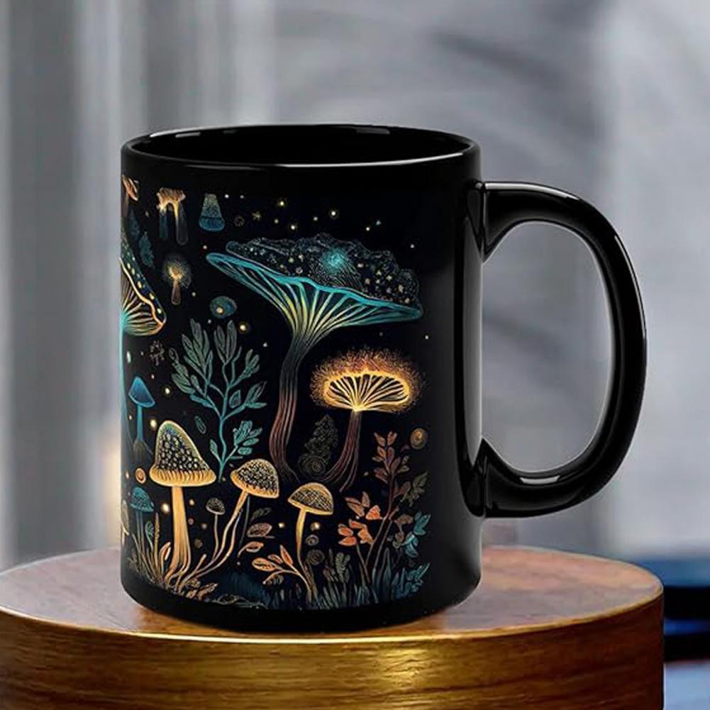 350ML Bioluminescent Fungi Magic Mushroom Mug Novelty Black Tea Milk Water Cup Mushroom Coffee Mug With Handle Birthday
