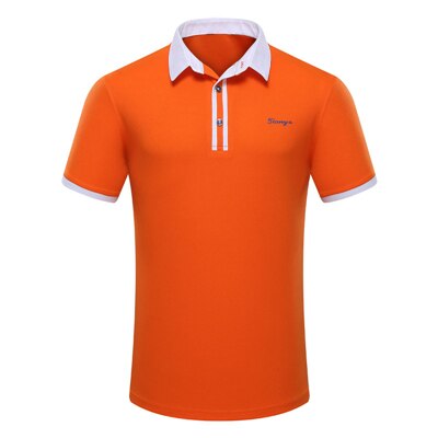 Golf Shirts Voor Mannen Zomer Korte Mouw Turn-Down Kraag Sportkleding Mannelijke Ademend Sneldrogend Tops Voor Tennis golf 5 Kleur D0659: Oranje / XXL