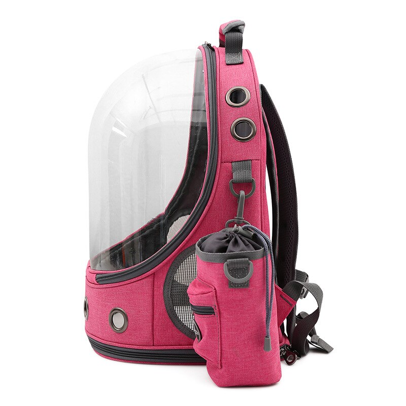 Space capsule transparent pet backpack dog handbag outing supplies portable cleaning kitty bag pet carrier: pink