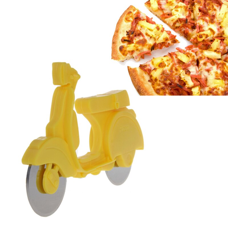 Motorcycle Chopper Pizza Cutter Stainless Steel Dual Wheels Slicer Non-stick