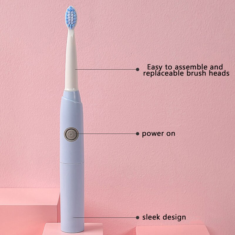 Simple Sonic Electric Toothbrushes for Adults AA Battery Clean Whitening Toothbrush IPX7 Waterproof With 4 Brush Head Portable