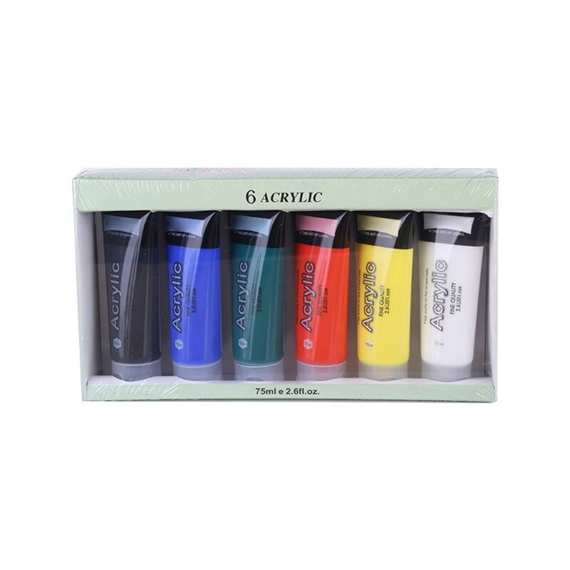 6 Colors 75ml Acrylic Paint Set Drawing Painting Pigment Wall Hand-painted for Kids DIY Artist