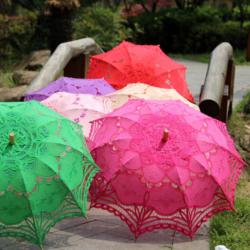 Festa de natal Decorativo Rendas Flowergirl Presentes Proteção Solar Umbrella Lace Parasol Umbrella Parasol