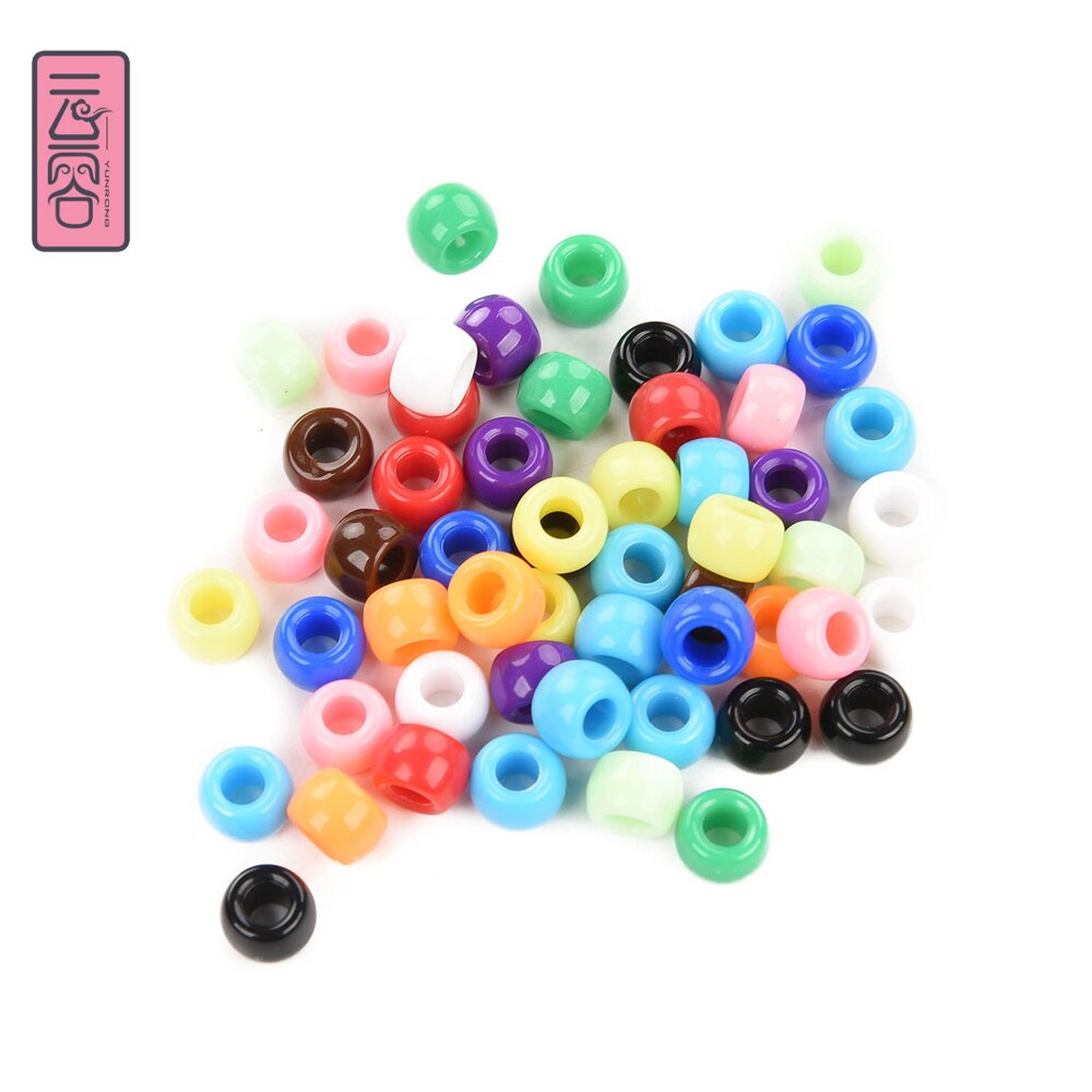 Tresses au Crochet couleur 7mm, perles rondes en acrylique pour tresses, bijoux de verrouillage pour enfants, filles et femmes, bricolage pièces/paquet