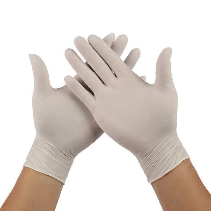 100 Stks/doos Wegwerp Latex Beschermende Handschoenen Verdikte Wit Rubber Latex Handschoenen Keuken Afwassen Handschoenen